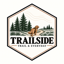 TrailSide Series outdoor dog gear illustration featuring a dog and handler on a trail
